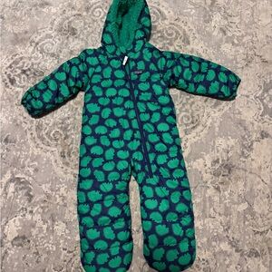 Patagonia Green and Blue Patterned Kids Footie